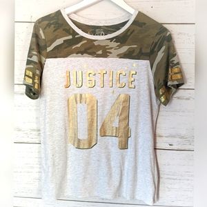 Justice Active Top | Girls Camo and Gold Top 18/20